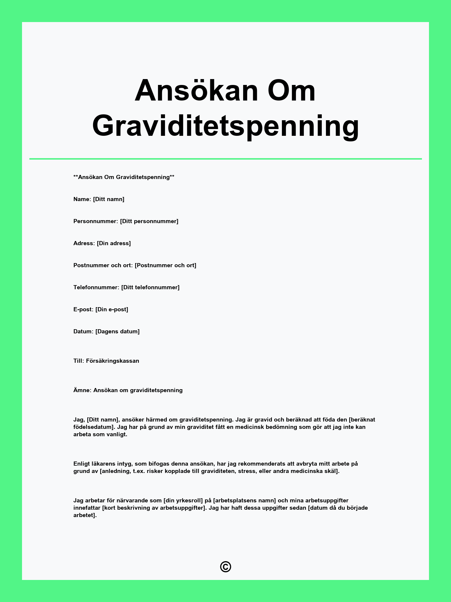 Ansökan Om Graviditetspenning