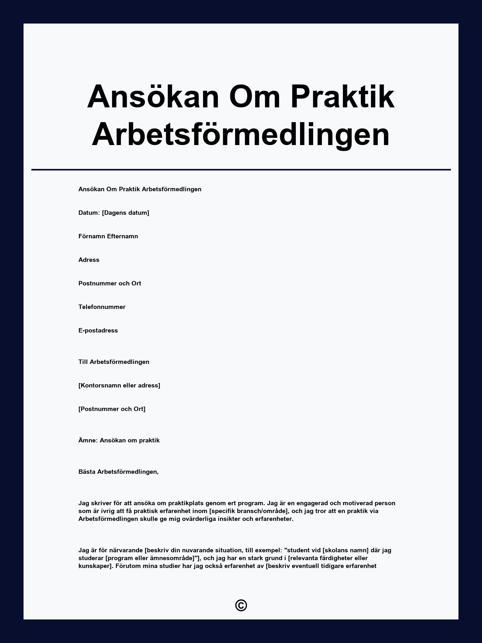 Ansökan Om Praktik Arbetsförmedlingen