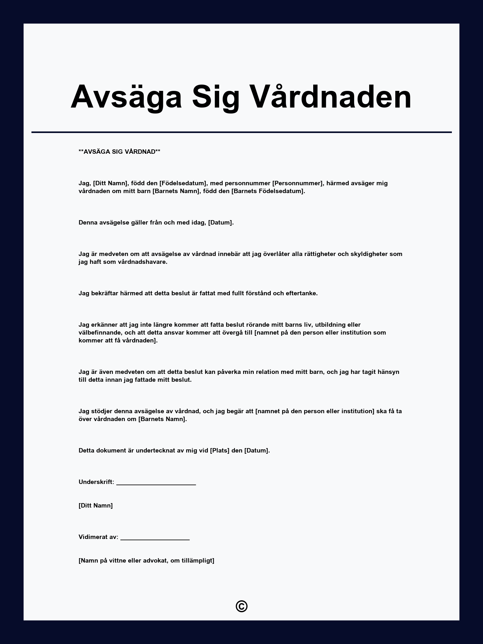 Avsäga Sig Vårdnaden