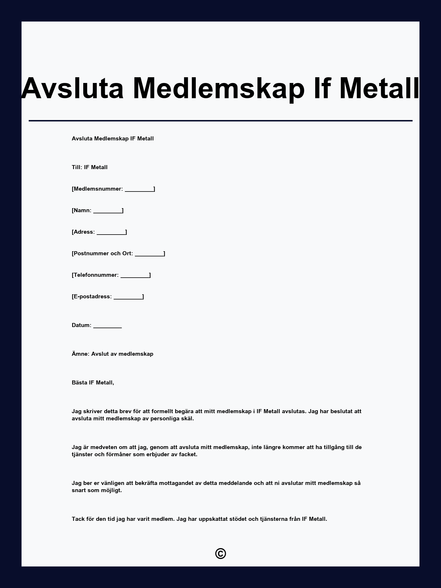 Avsluta Medlemskap If Metall