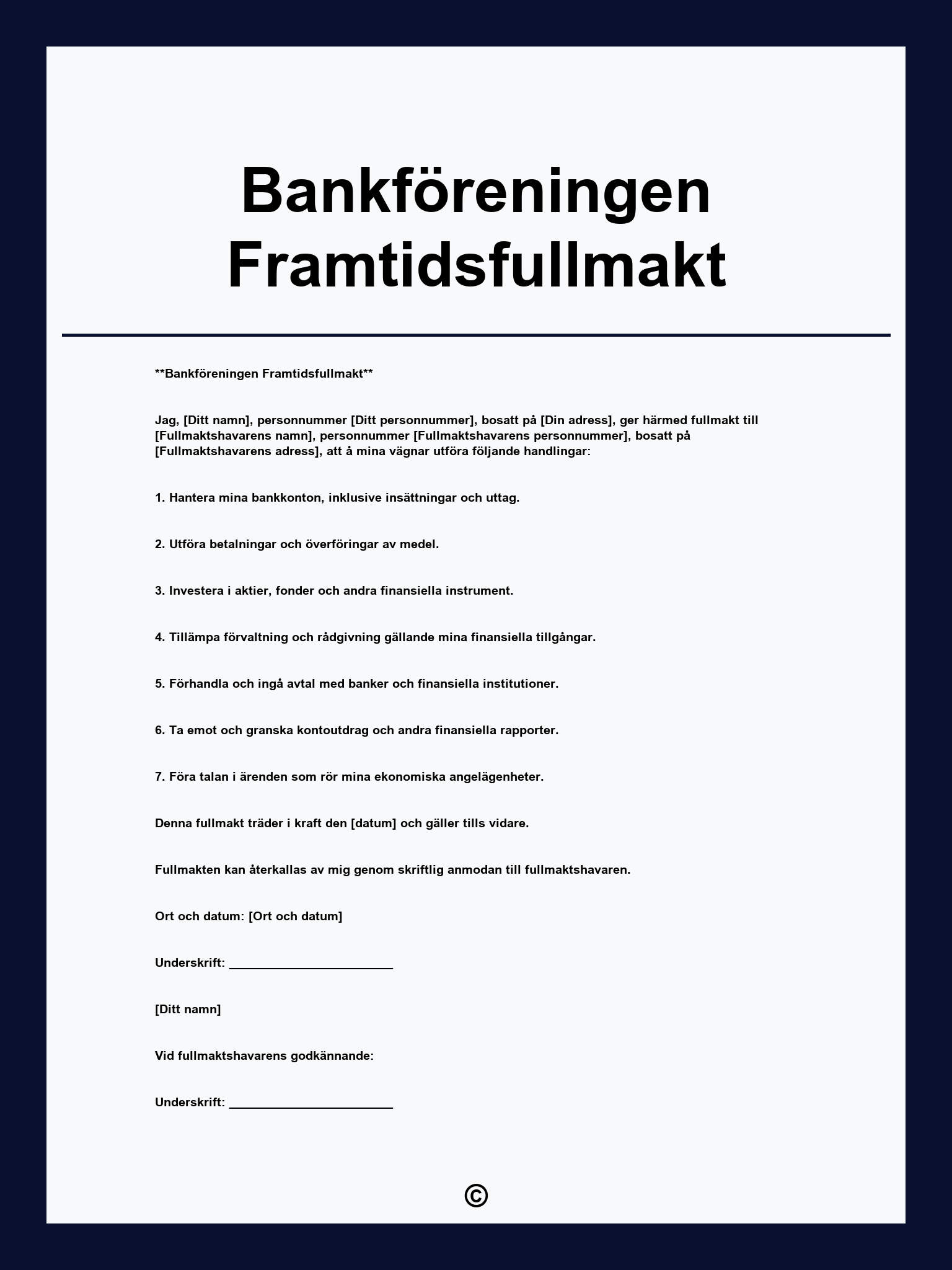 Bankföreningen Framtidsfullmakt