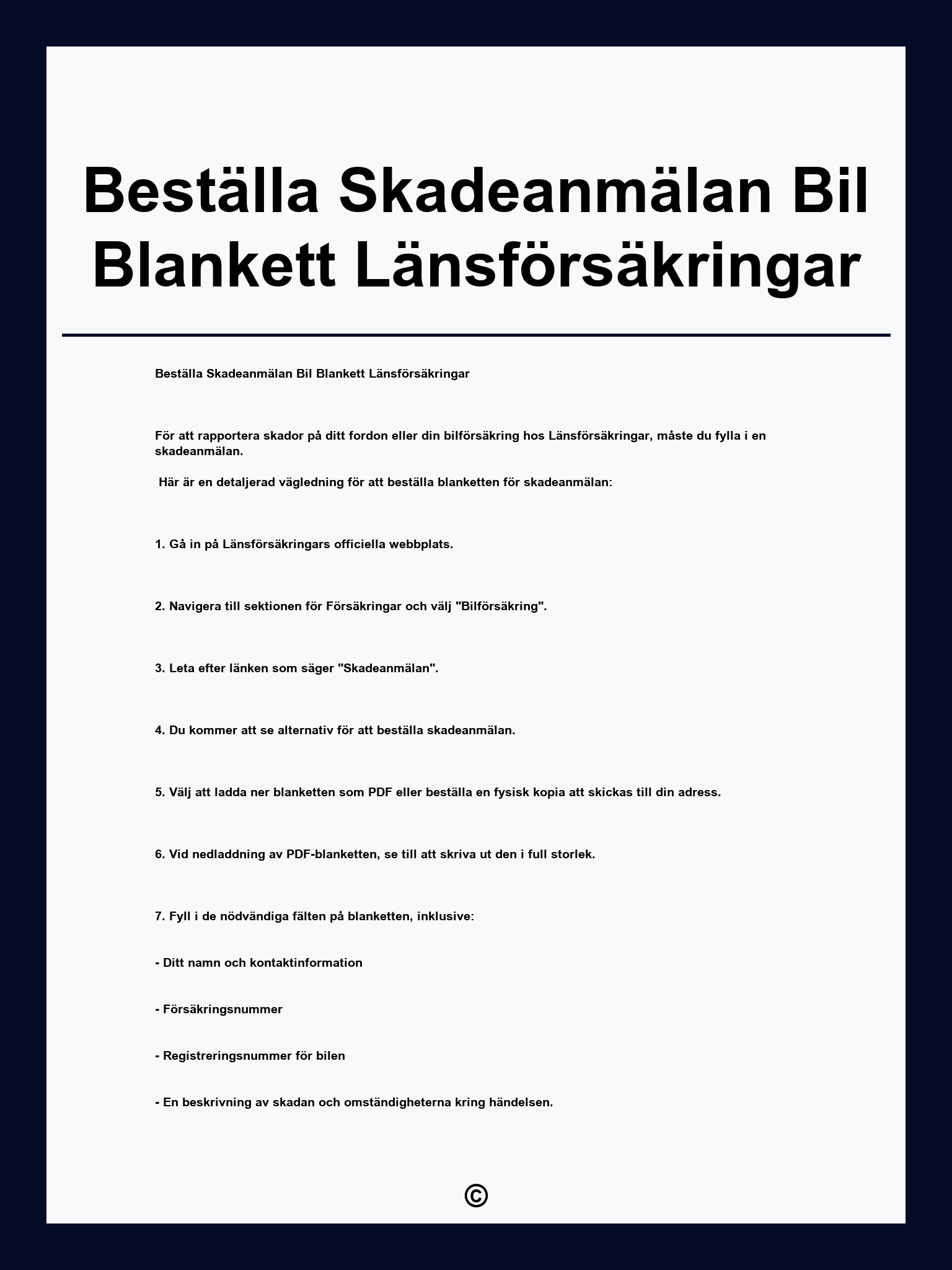 Beställa Skadeanmälan Bil Blankett Länsförsäkringar