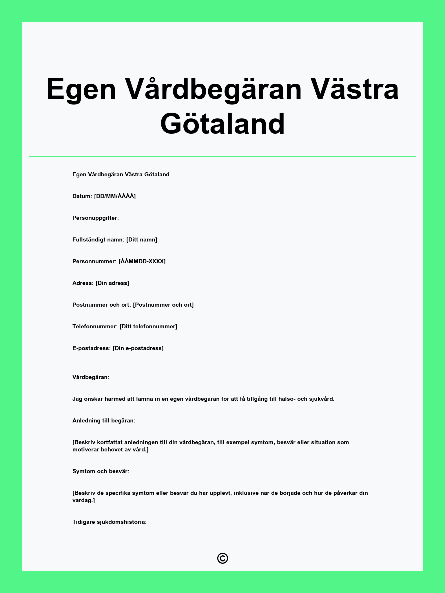 Egen Vårdbegäran Västra Götaland