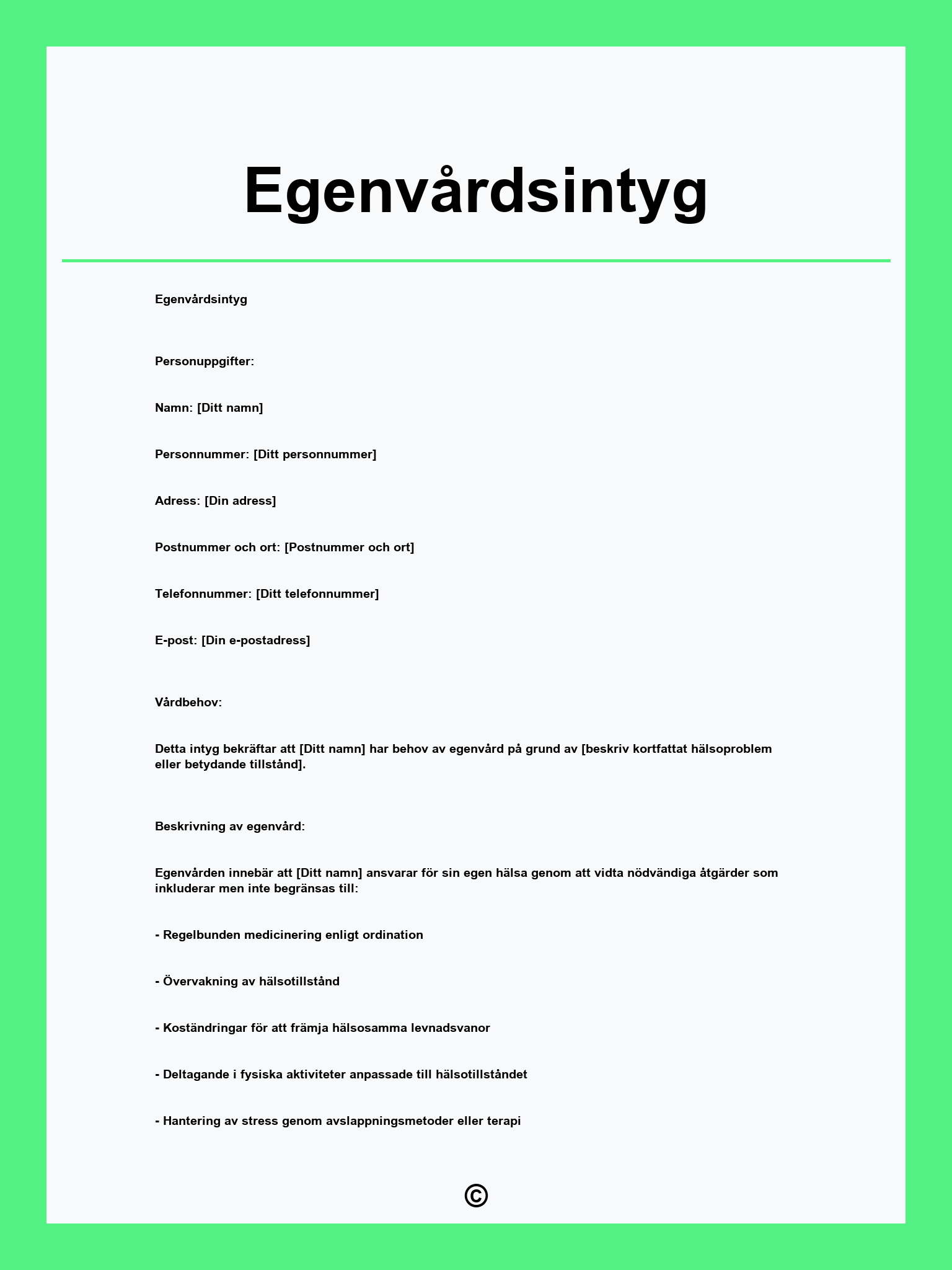 Egenvårdsintyg