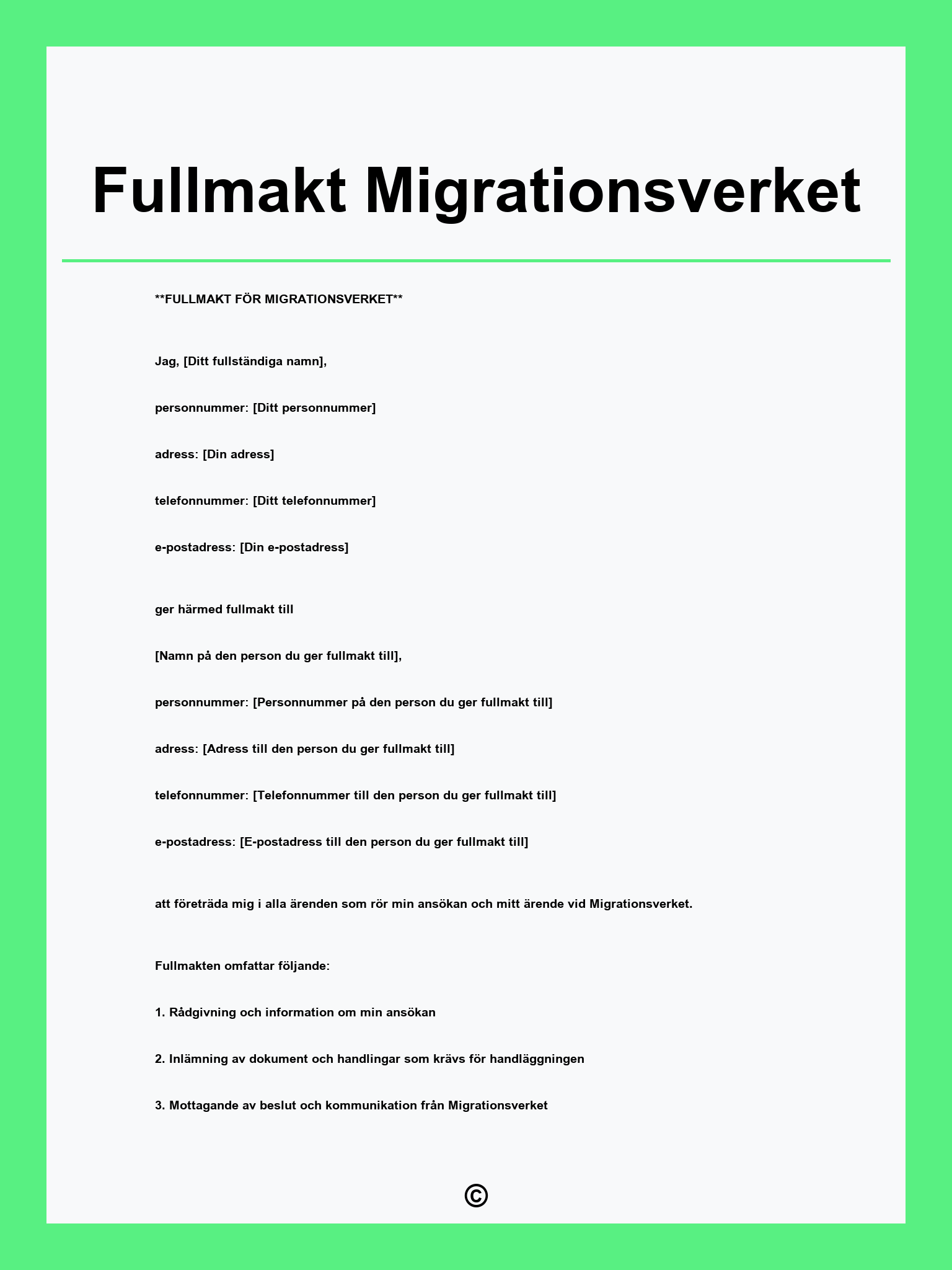 Fullmakt Migrationsverket