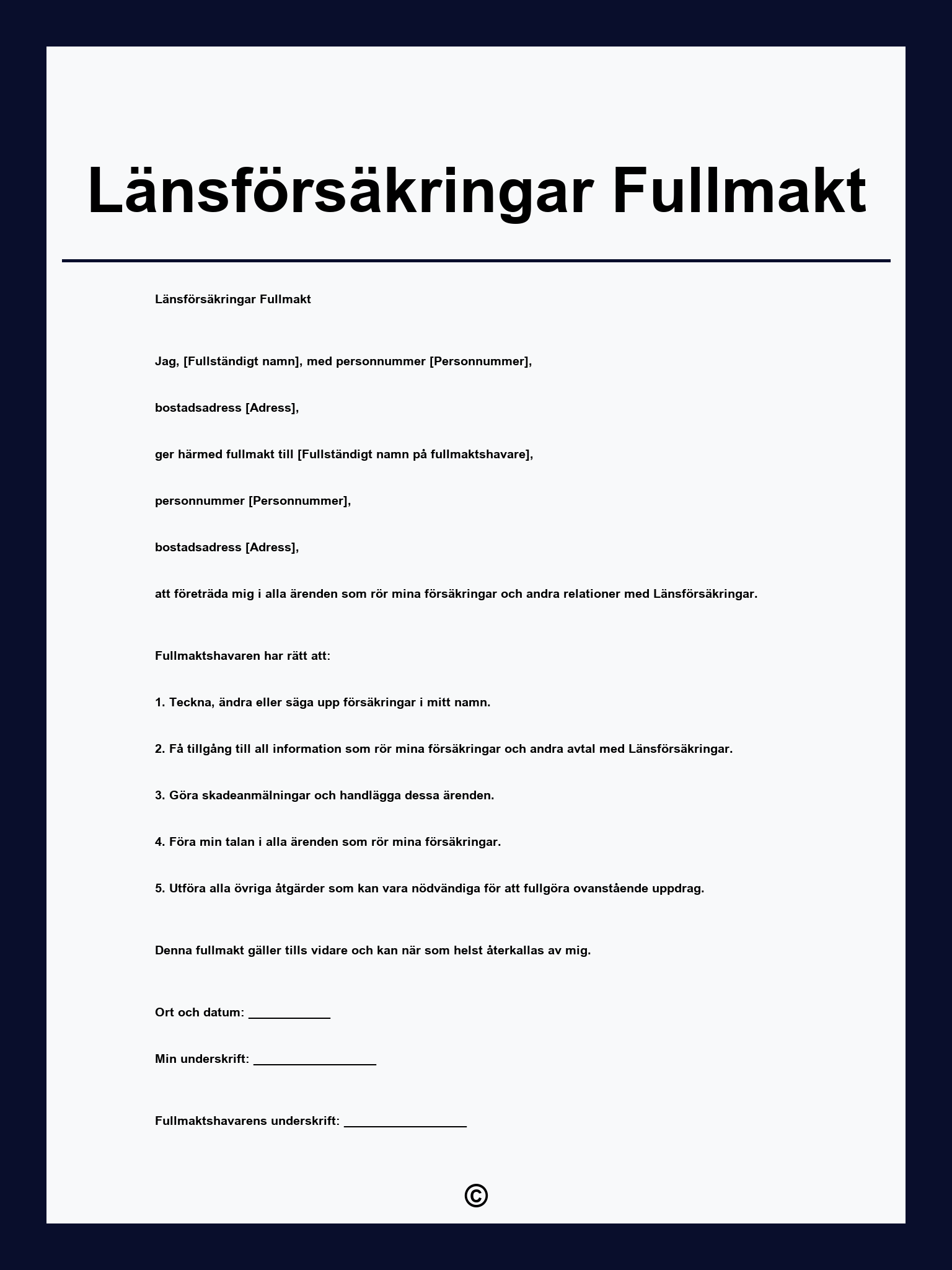 Länsförsäkringar Fullmakt