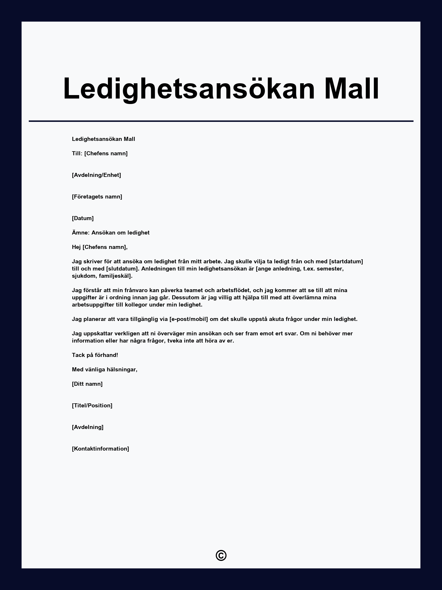 Ledighetsansökan Mall