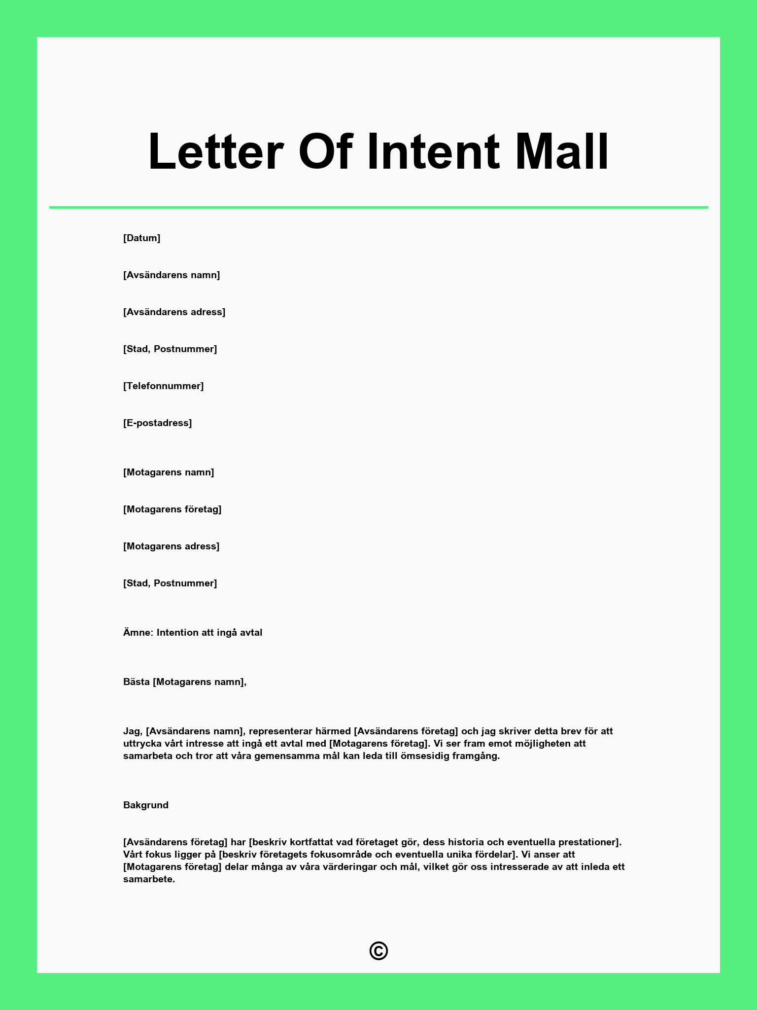 Letter Of Intent Mall