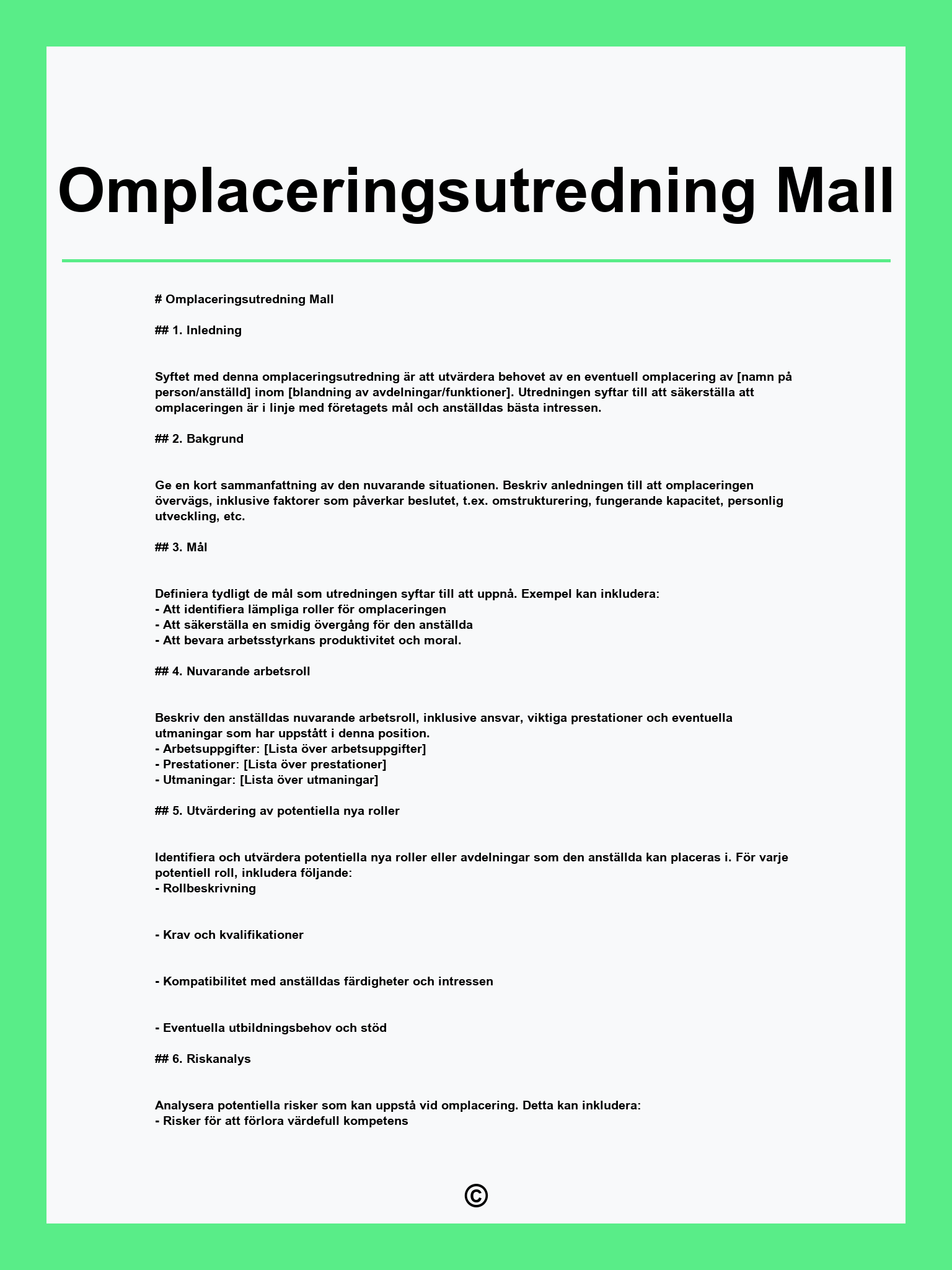 Omplaceringsutredning Mall