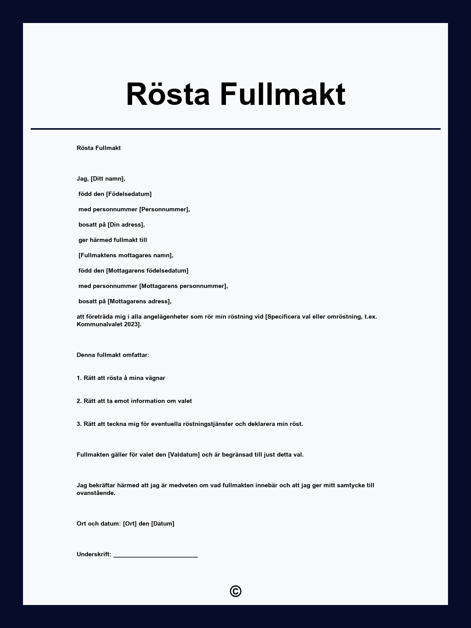 Rösta Fullmakt