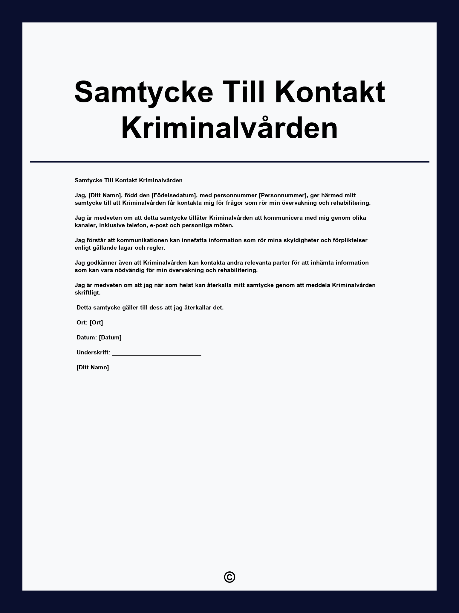 Samtycke Till Kontakt Kriminalvården