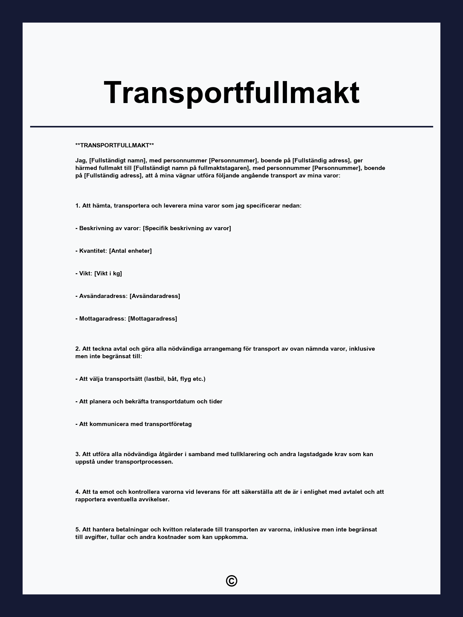 Transportfullmakt