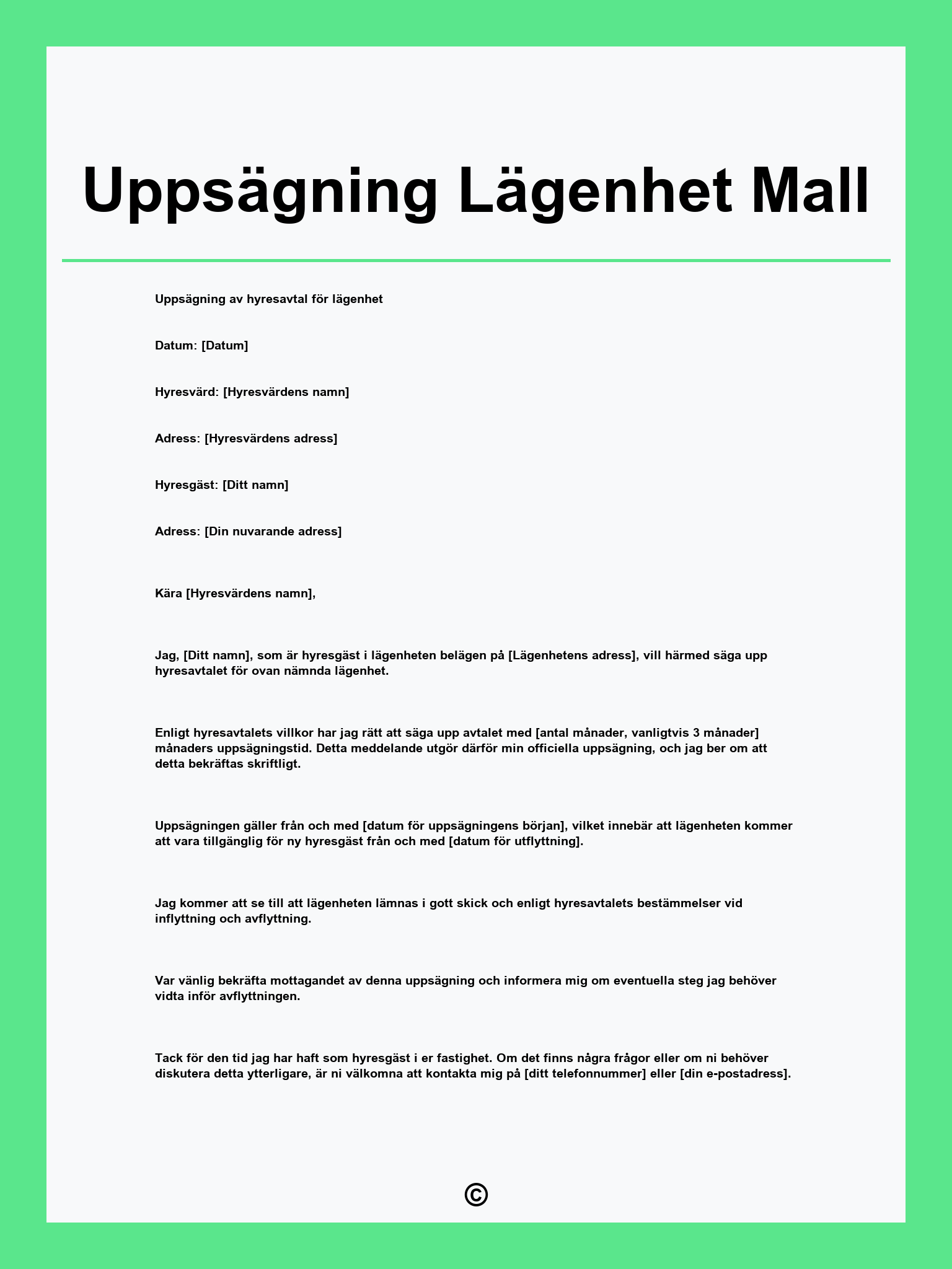 Uppsägning Lägenhet Mall