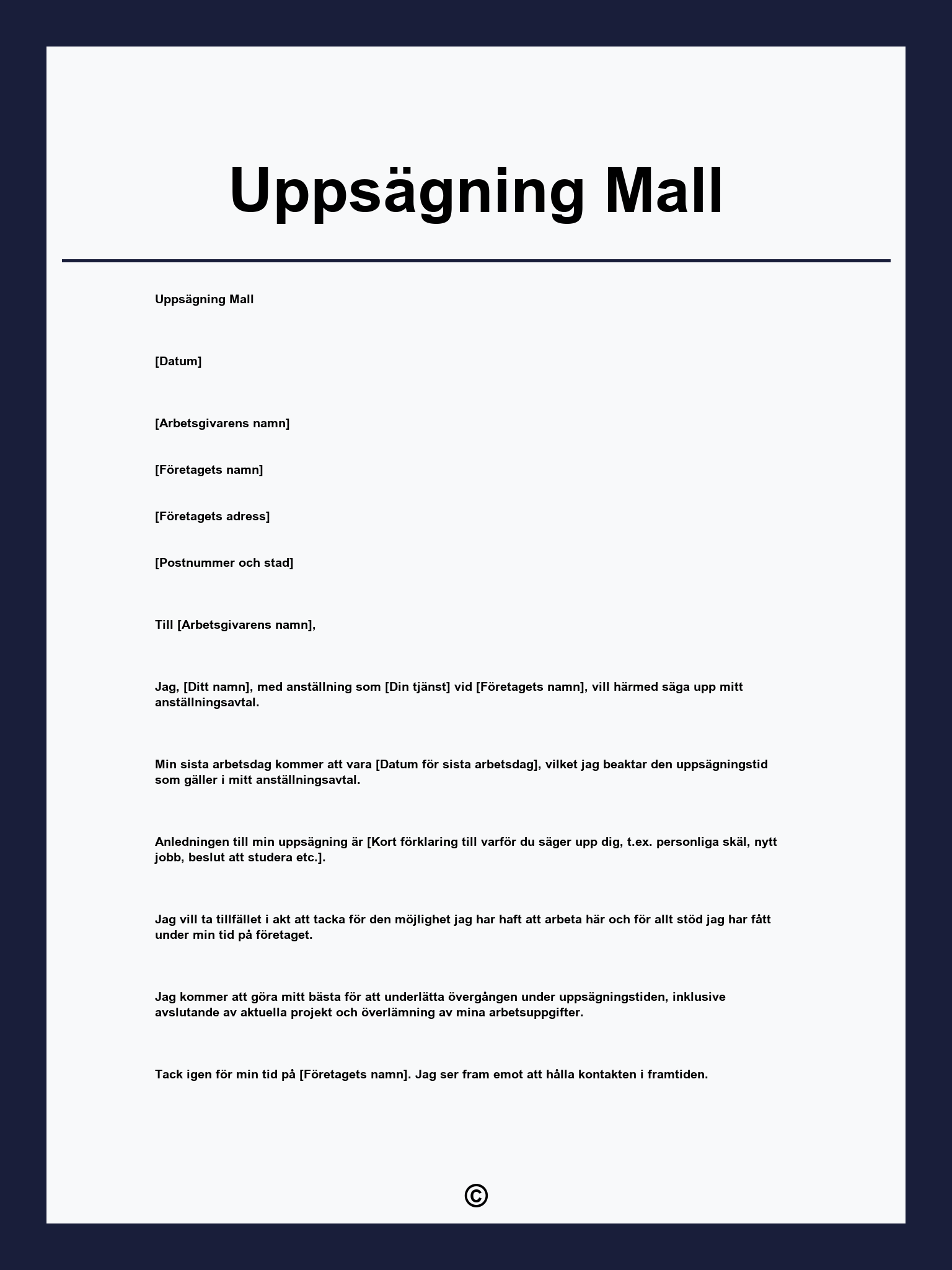 Uppsägning Mall