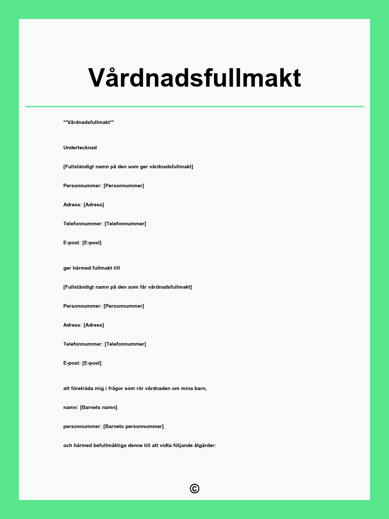 Vårdnadsfullmakt